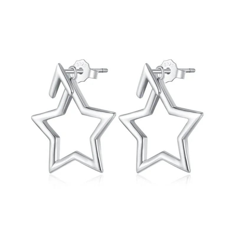 (image for) Pandora Style Pentagram Studs Earrings - BSE901 - Product Image