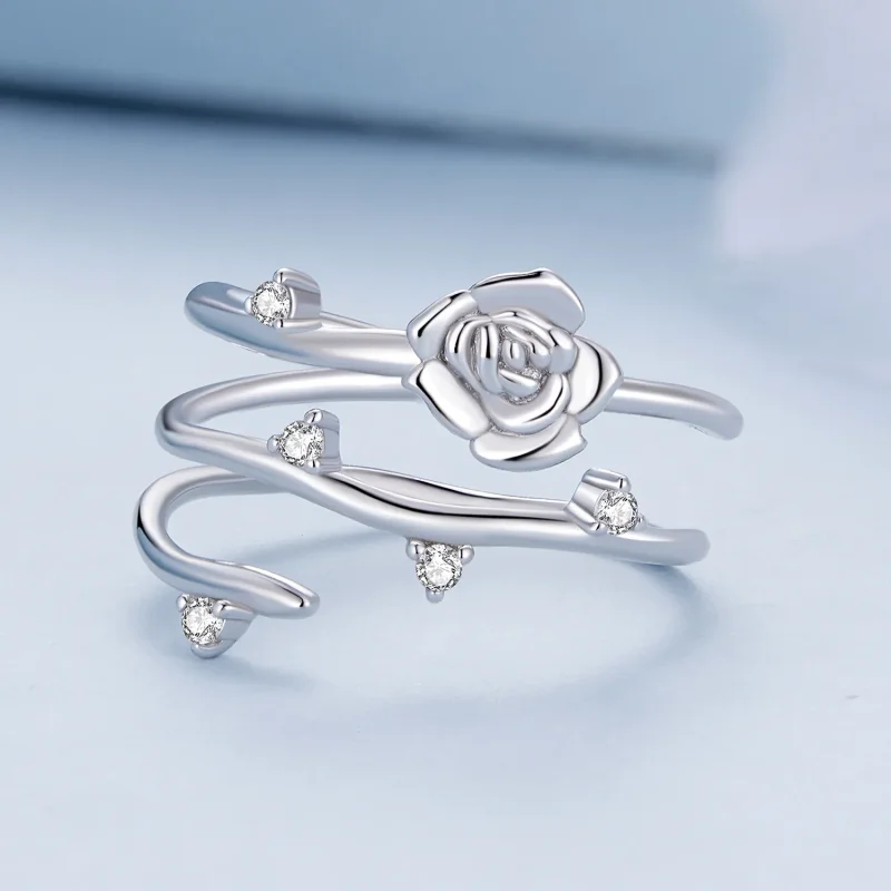 (image for) Pandora Style Personalized Versatile Rose Vine Ring - BSR404 - View 3