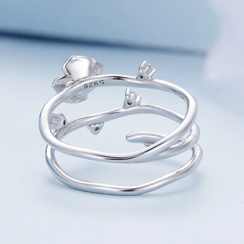(image for) Pandora Style Personalized Versatile Rose Vine Ring - BSR404 - View 4