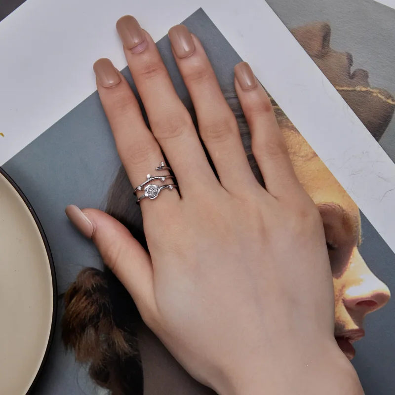 (image for) Pandora Style Personalized Versatile Rose Vine Ring - BSR404 - View 6