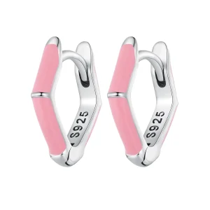(image for) Pandora Style Pink Diamond Hoop Earrings - SCE1569-PK