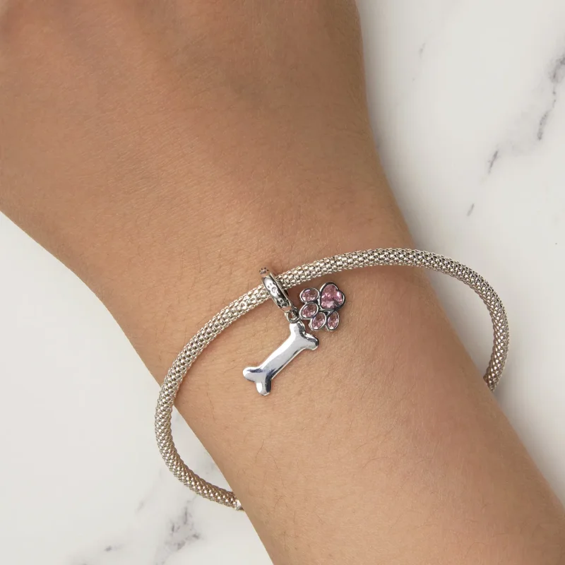 (image for) Pandora Style Pink Dog Paw Bone Dangle - SCC2127-PK - View 5