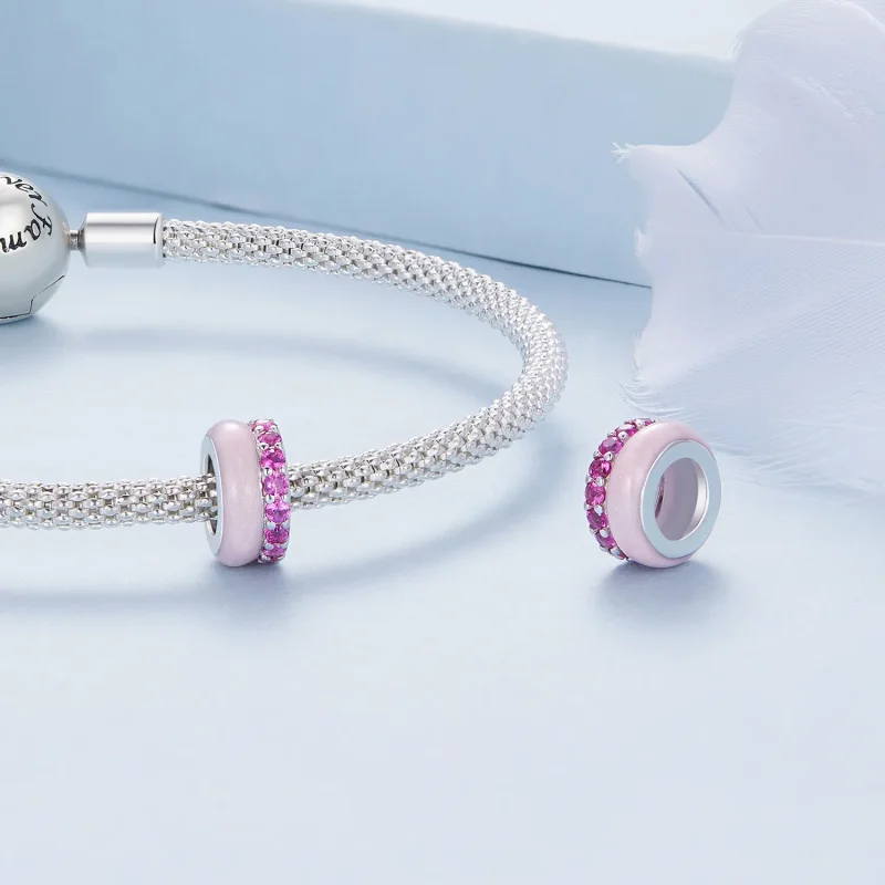 (image for) Pandora Style Pink Double Layer Silicone Spacer - BSC883-PK - View 4