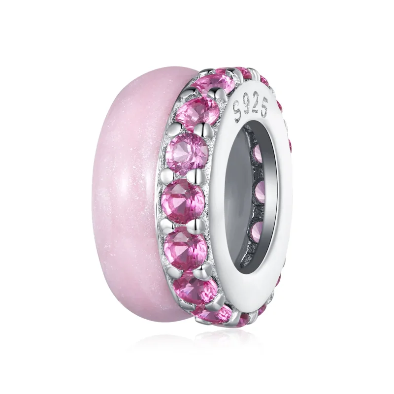 (image for) Pandora Style Pink Double Layer Silicone Spacer - BSC883-PK - Product Image