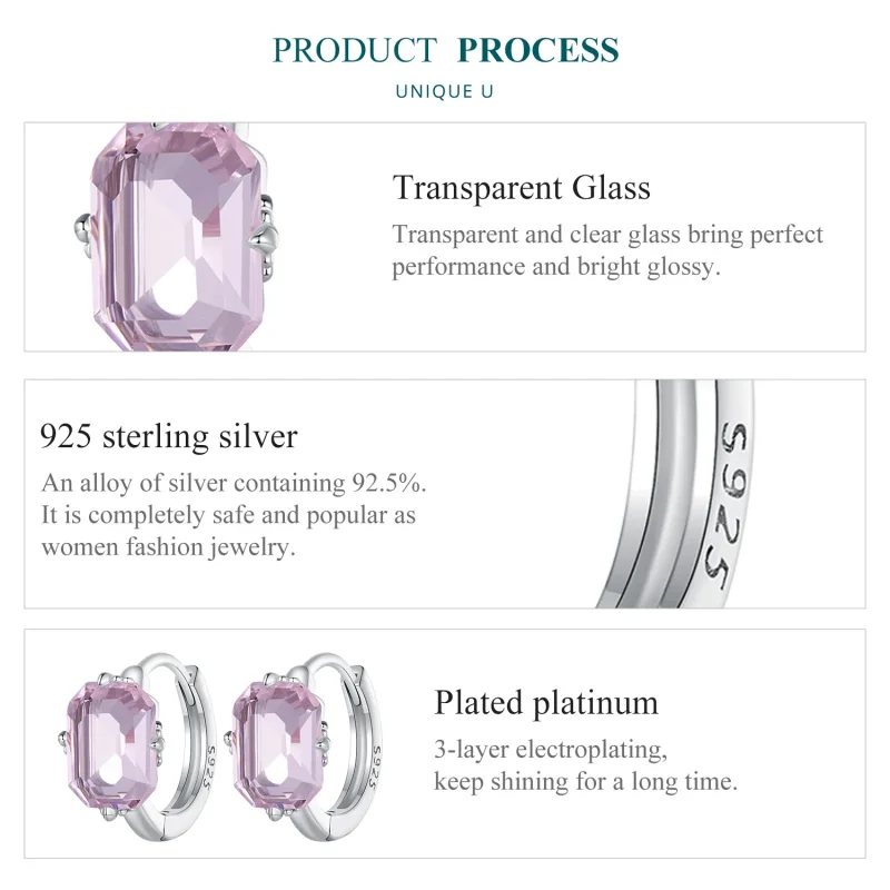 (image for) Pandora Style Pink Gem Hoop Earrings - BSE889 - View 6