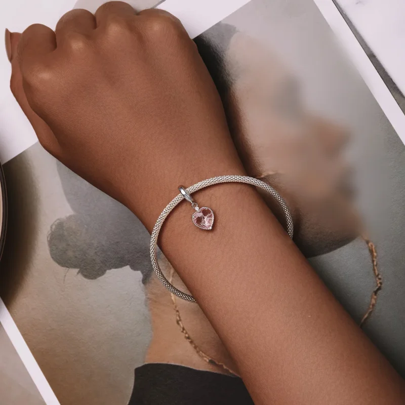 (image for) Pandora Style Pink Heart Dangle - SCC2594 - View 5