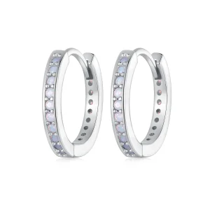 (image for) Pandora Style Pink Opal Hoop Earrings - BSE875