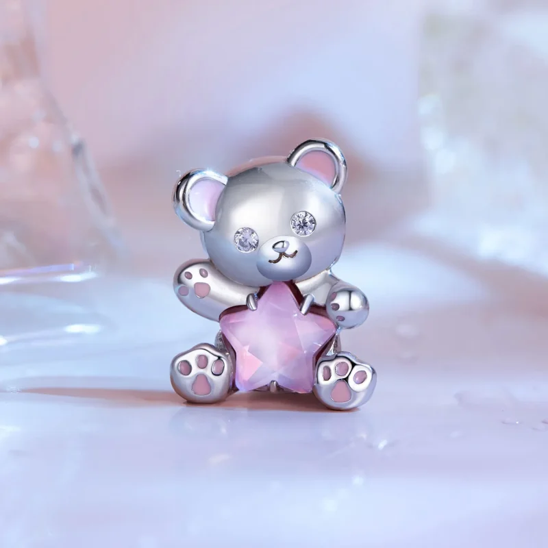 (image for) Pandora Style Pink Star Bear Charm - SCC2638 - View 2
