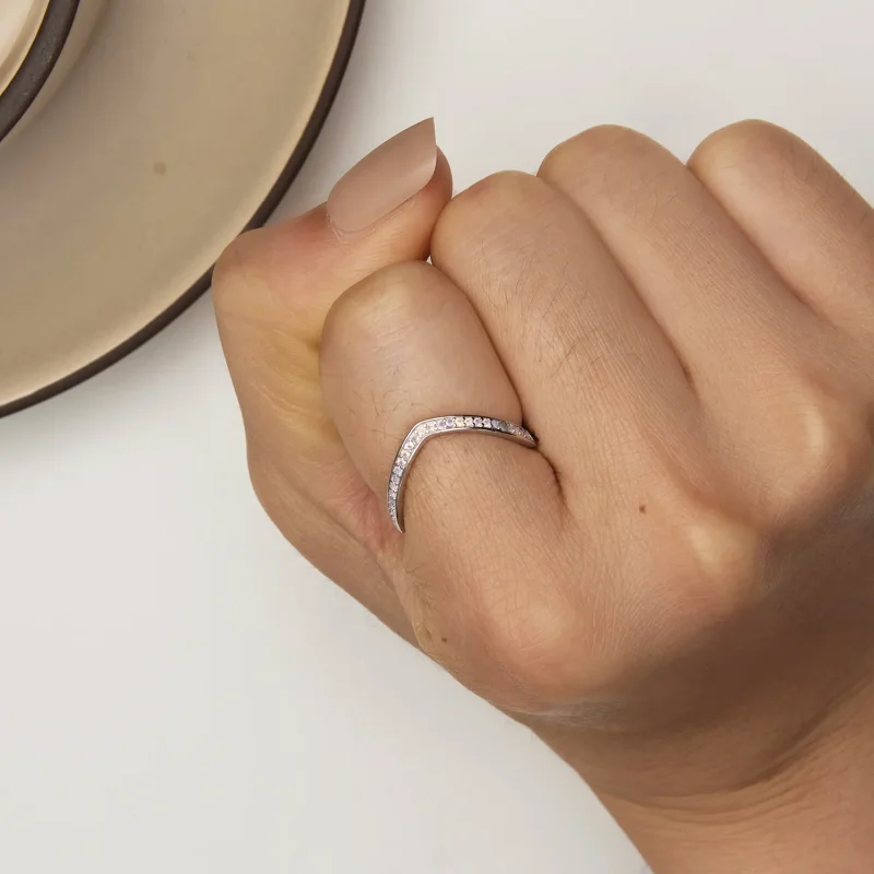 (image for) Pandora Style Pink Wish Bone Ring - SCR945-PK - View 6