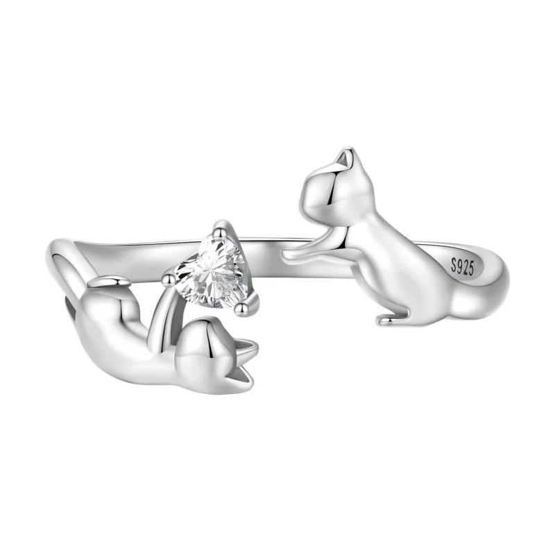 (image for) Pandora Style Playing With Cats Open Ring - SCR916 - Product Image