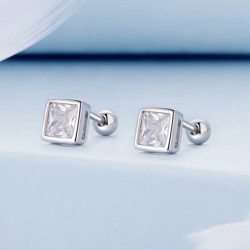 (image for) Pandora Style Princess Zirconia Stud Earrings - BSE885-L - View 2
