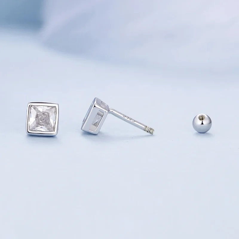 (image for) Pandora Style Princess Zirconia Stud Earrings - BSE885-L - View 4