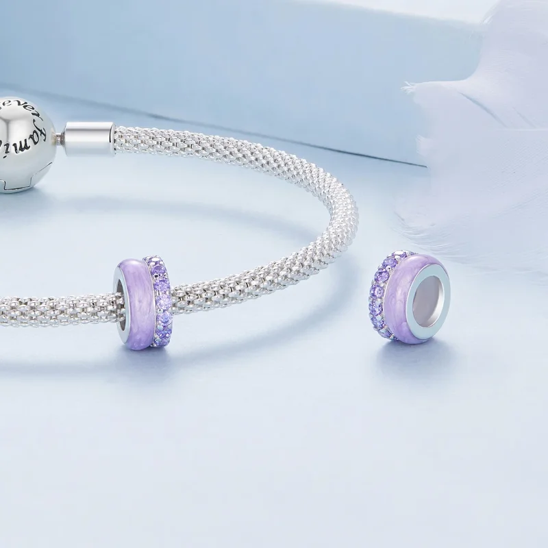 (image for) Pandora-style Purple Double Layer Silicone Spacer - BSC883-VT - View 4