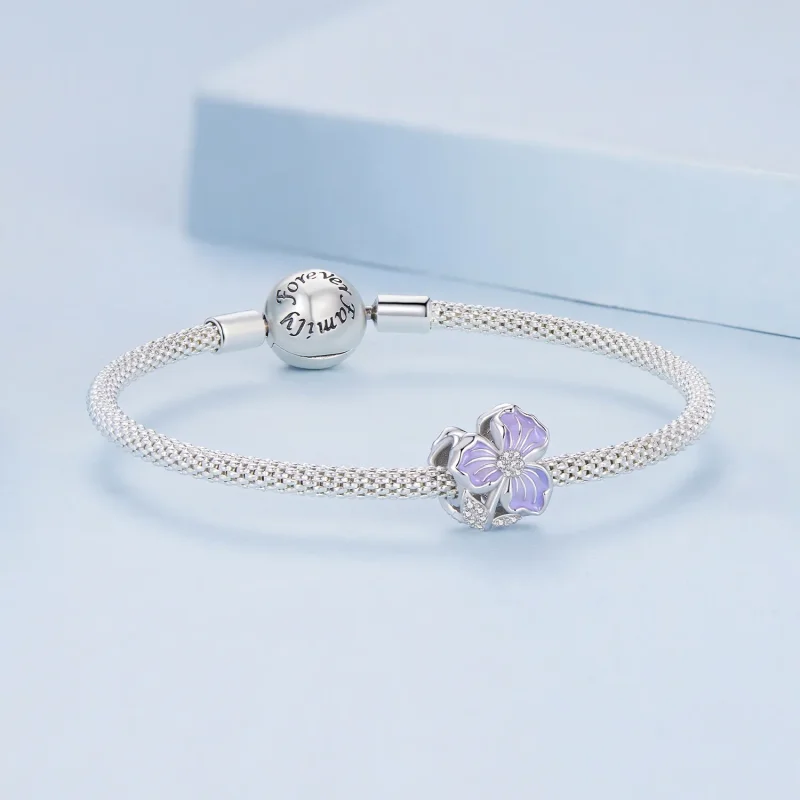 (image for) Pandora Style Purple Flower Charm - BSC890 - View 5