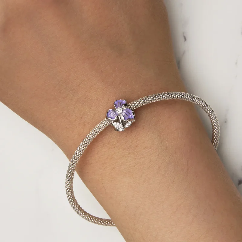 (image for) Pandora Style Purple Flower Charm - BSC890 - View 7