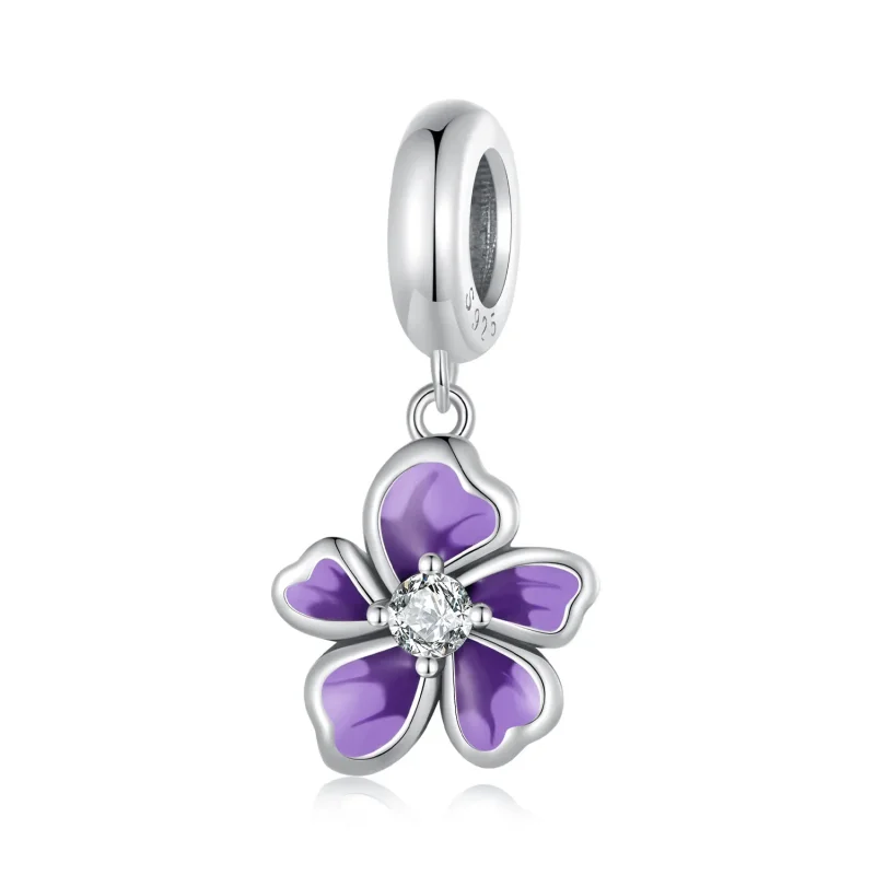 (image for) Pandora Style Purple Flower Dangle - SCC2556 - Product Image
