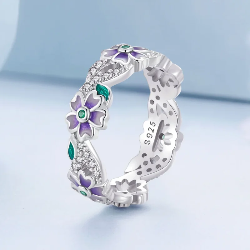(image for) Pandora Style Purple Garland Ring - BSR492 - View 2