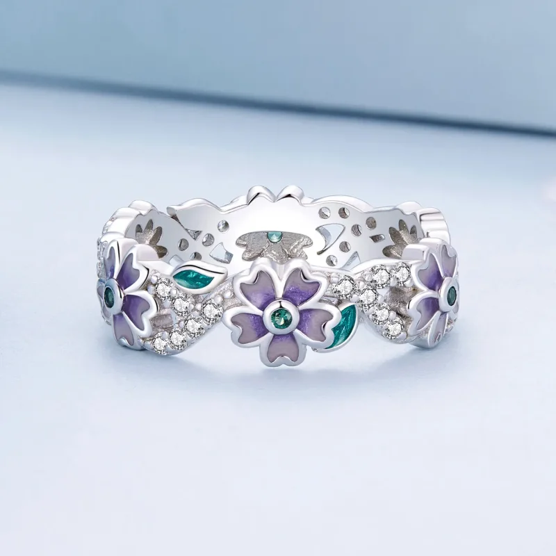 (image for) Pandora Style Purple Garland Ring - BSR492 - View 3