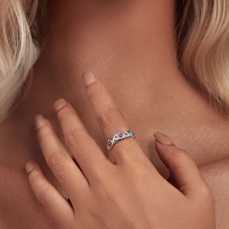 (image for) Pandora Style Purple Garland Ring - BSR492 - View 4