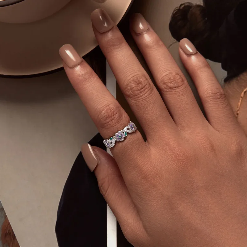 (image for) Pandora Style Purple Garland Ring - BSR492 - View 5