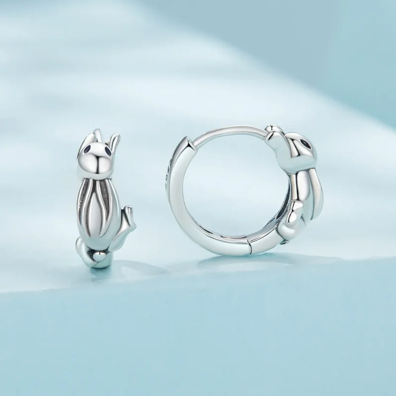 (image for) Pandora Style Rabbit Hoop Earrings - SCE1616 - View 2