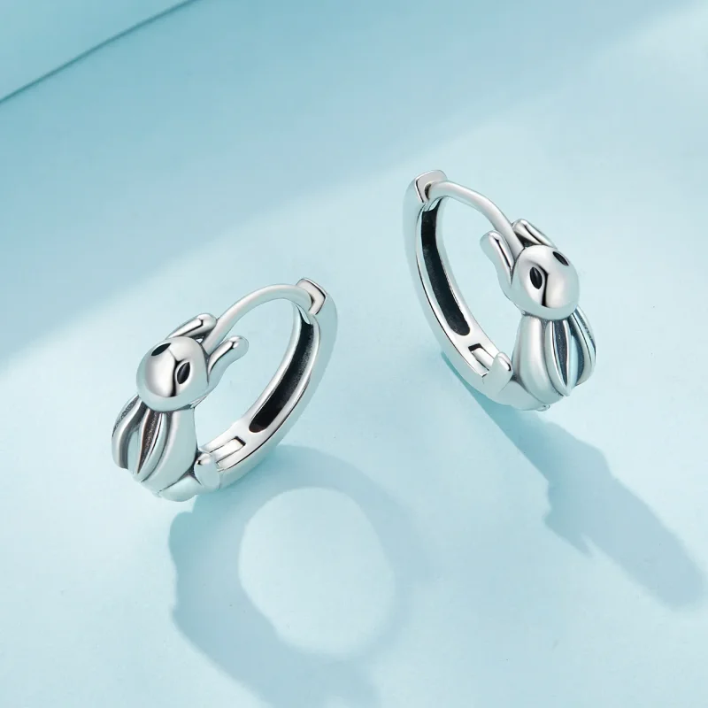 (image for) Pandora Style Rabbit Hoop Earrings - SCE1616 - View 3