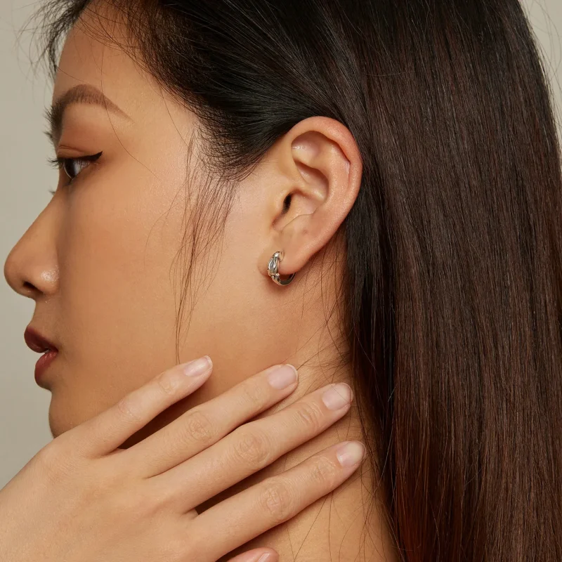 (image for) Pandora Style Rabbit Hoop Earrings - SCE1616 - View 6