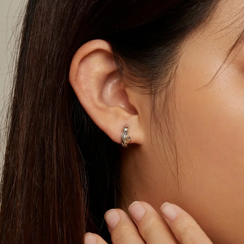 (image for) Pandora Style Rabbit Hoop Earrings - SCE1616 - View 7