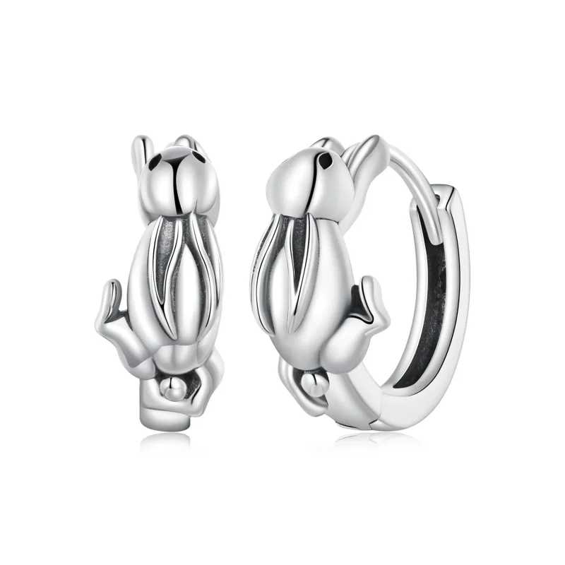 (image for) Pandora Style Rabbit Hoop Earrings - SCE1616 - Product Image