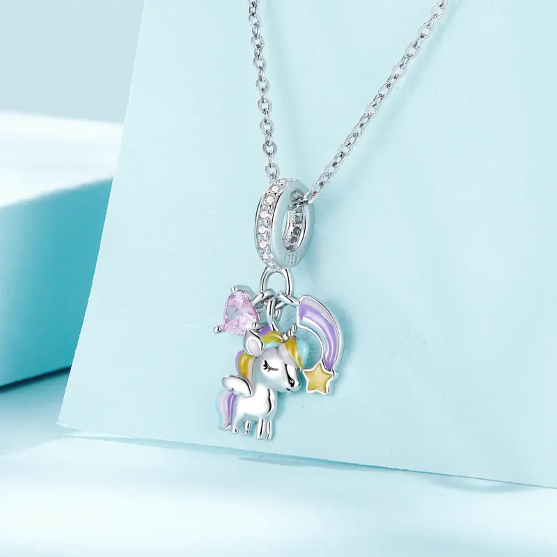 (image for) Pandora Style Rainbow Unicorn Dangle - SCC2468 - View 2