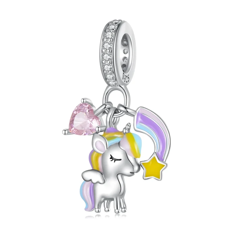 (image for) Pandora Style Rainbow Unicorn Dangle - SCC2468 - View 3