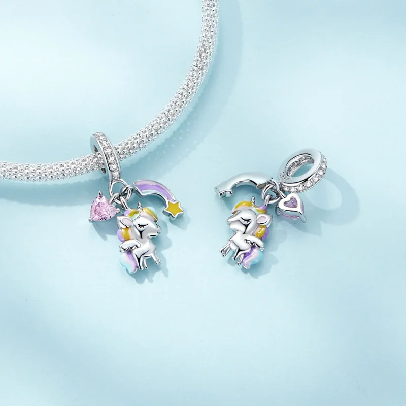 (image for) Pandora Style Rainbow Unicorn Dangle - SCC2468 - View 4