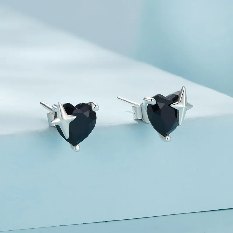 (image for) Pandora Style Retro Heart Studs Earrings - SCE1654 - View 2