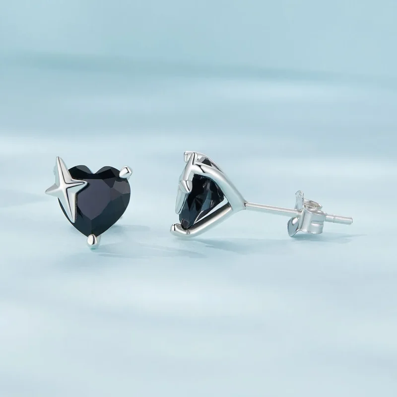 (image for) Pandora Style Retro Heart Studs Earrings - SCE1654 - View 4