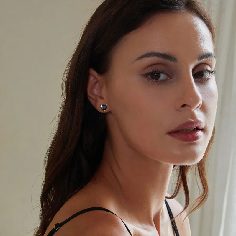 (image for) Pandora Style Retro Heart Studs Earrings - SCE1654 - View 6