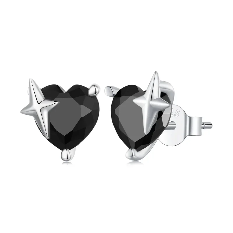 (image for) Pandora Style Retro Heart Studs Earrings - SCE1654 - Product Image