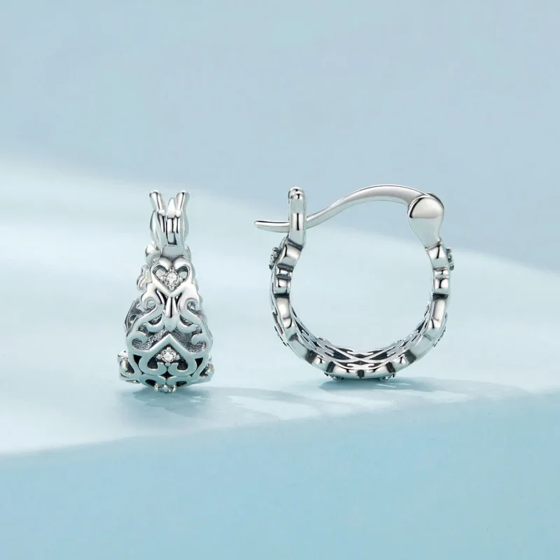 (image for) Pandora-style Retro Pattern Hoop Earrings - SCE1650 - View 2