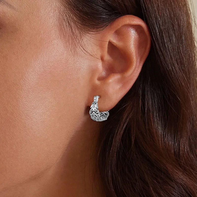 (image for) Pandora-style Retro Pattern Hoop Earrings - SCE1650 - View 5