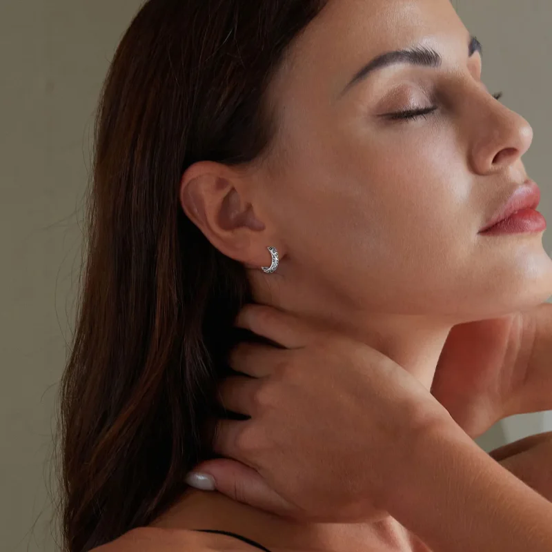 (image for) Pandora Style Retro Pattern Hoop Earrings - SCE1659 - View 6