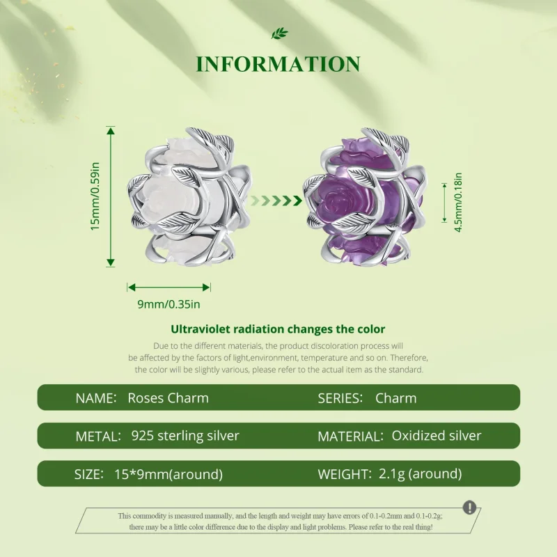 (image for) Pandora Style Rose Charm - SCC2602 - View 6