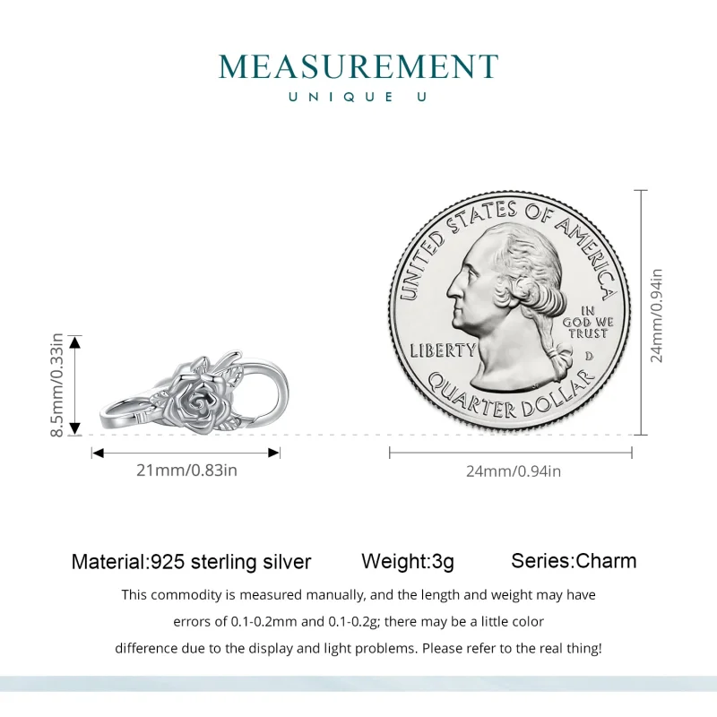 (image for) Pandora Style Rose Double Lobster Clasp - BSP024 - View 5