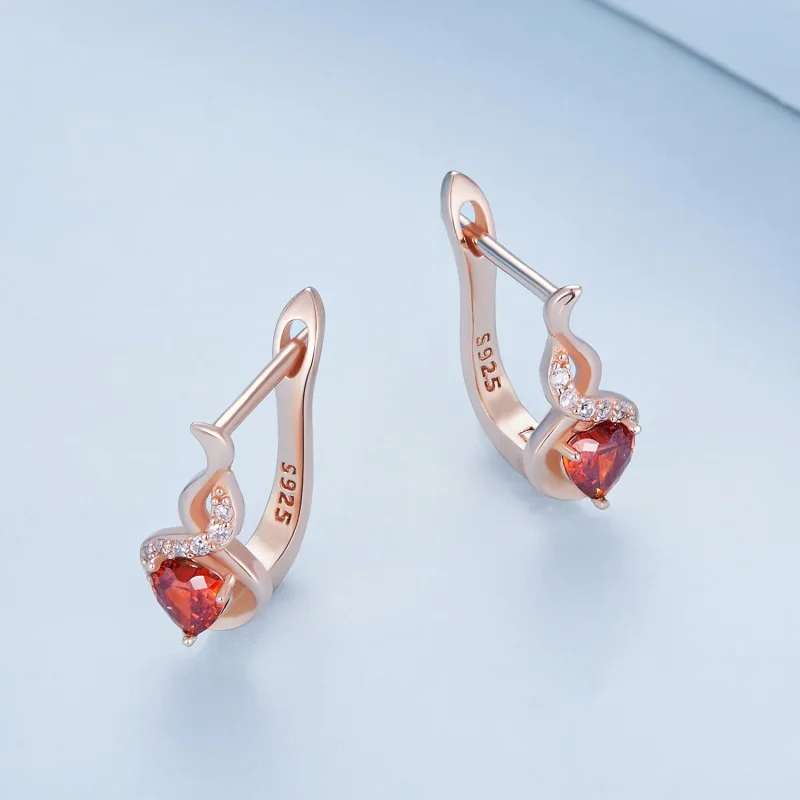 (image for) Pandora Style Rose Gold Love Bond Hoop Earrings - BSE815 - View 3