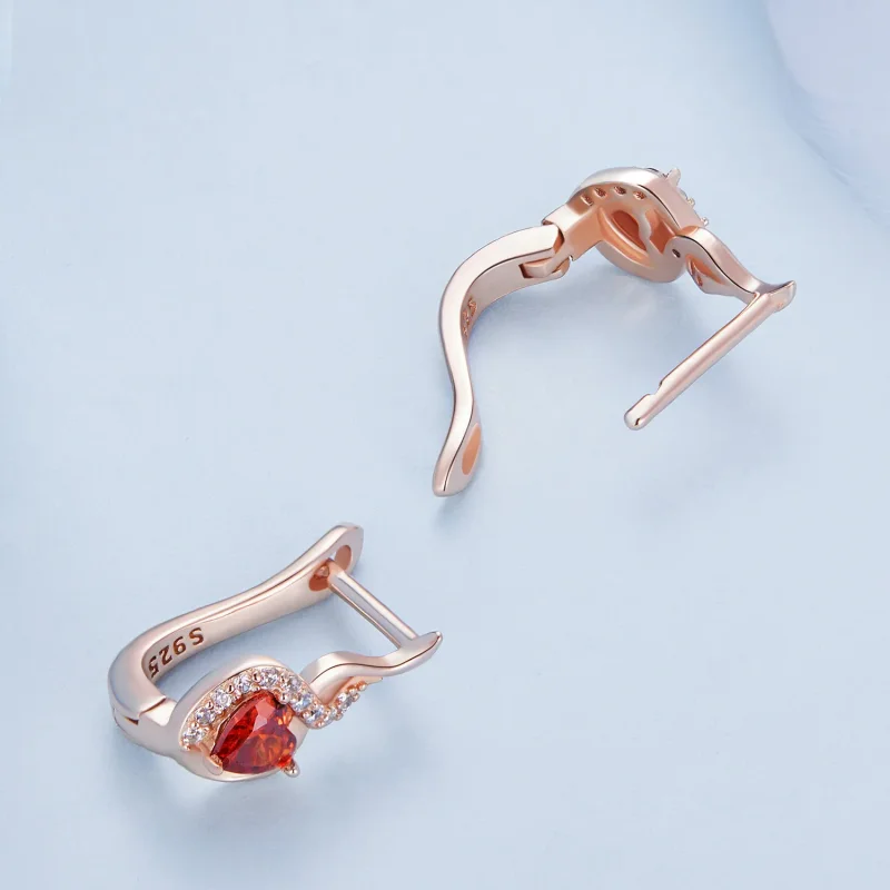(image for) Pandora Style Rose Gold Love Bond Hoop Earrings - BSE815 - View 4