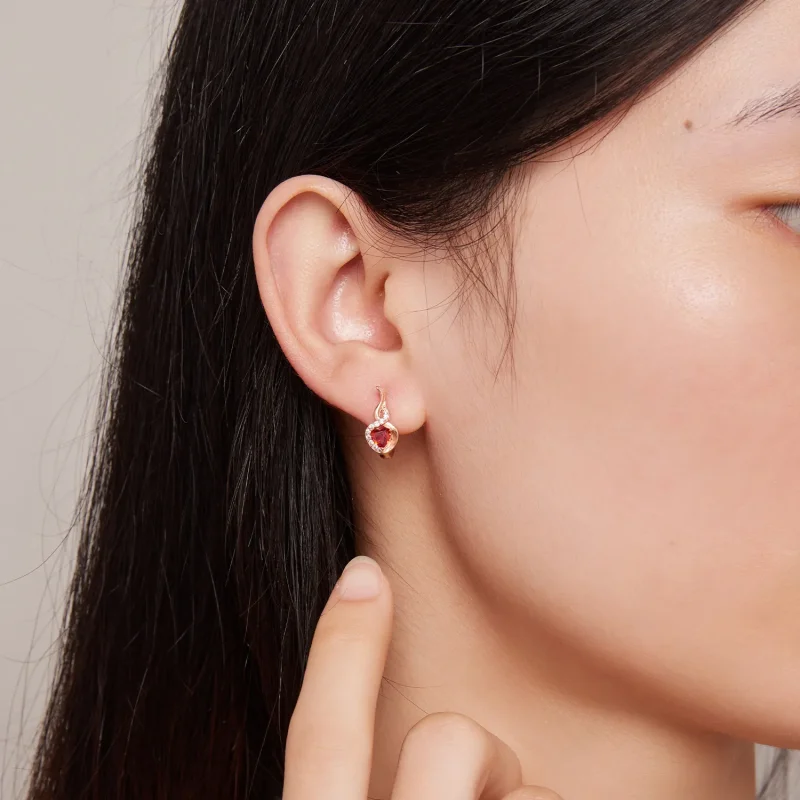 (image for) Pandora Style Rose Gold Love Bond Hoop Earrings - BSE815 - View 7