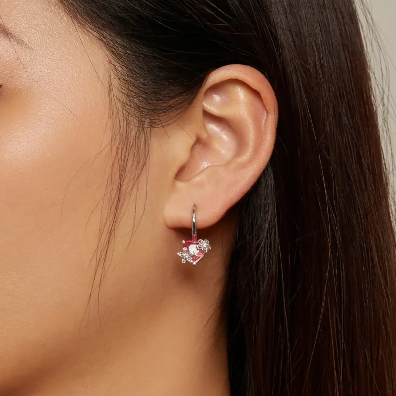 (image for) Pandora Style Sakura Hoop Earrings - BSE866 - View 6