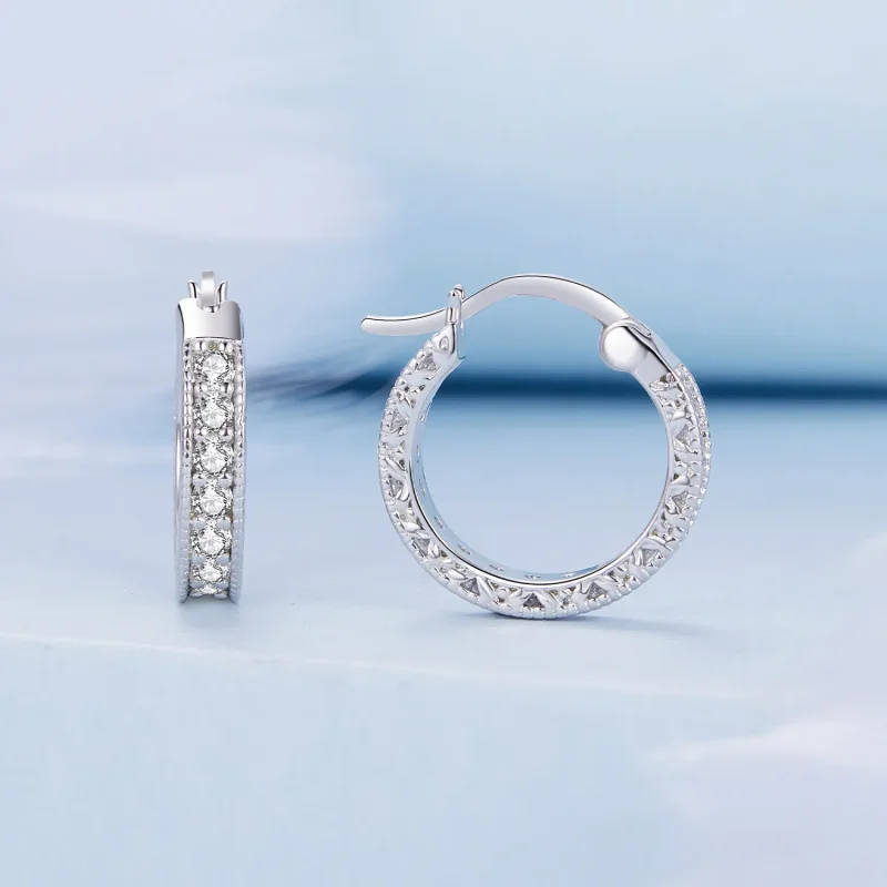 (image for) Pandora Style Shine Hoop Earrings - BSE868! - View 2