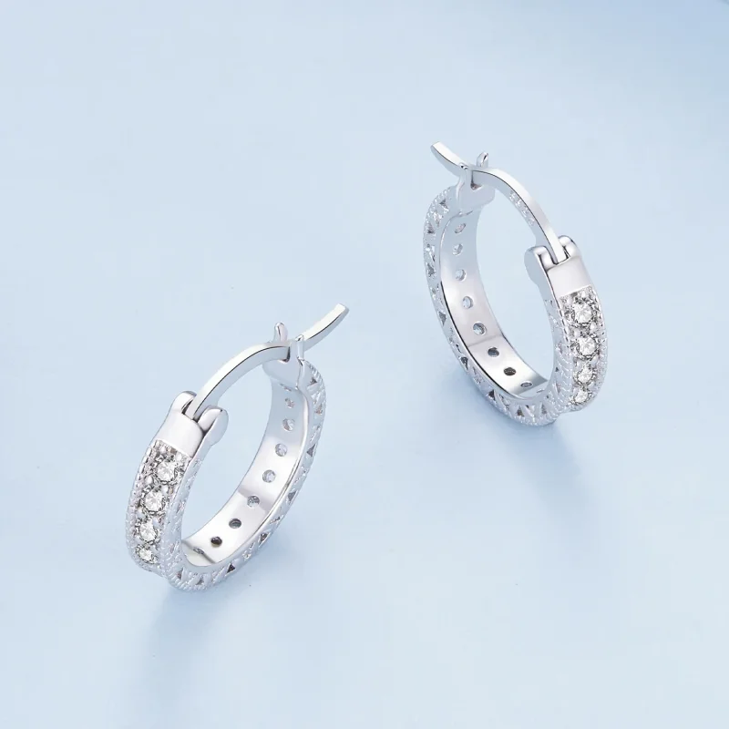 (image for) Pandora Style Shine Hoop Earrings - BSE868! - View 3