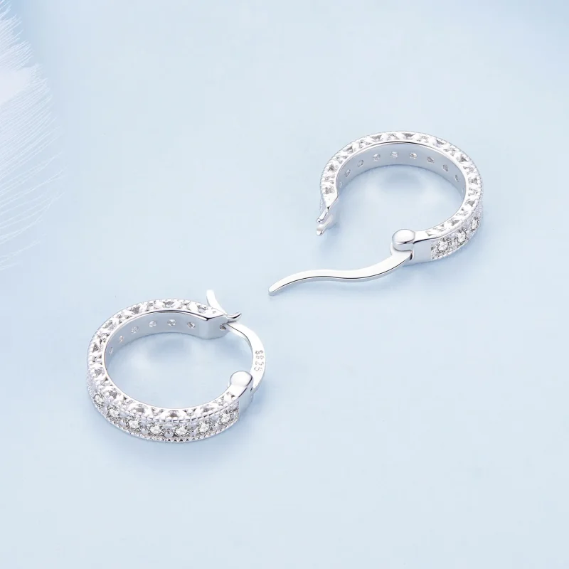 (image for) Pandora Style Shine Hoop Earrings - BSE868! - View 4