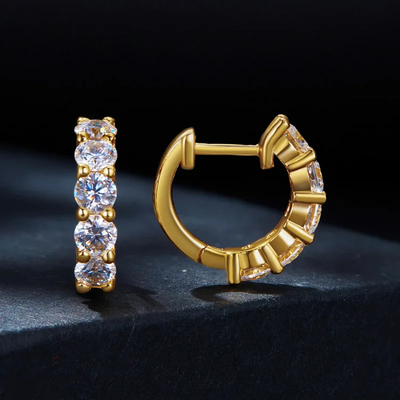 (image for) Pandora Style Shine Moissanite Hoop Earrings (includes one certificate) - MSE005 - View 2