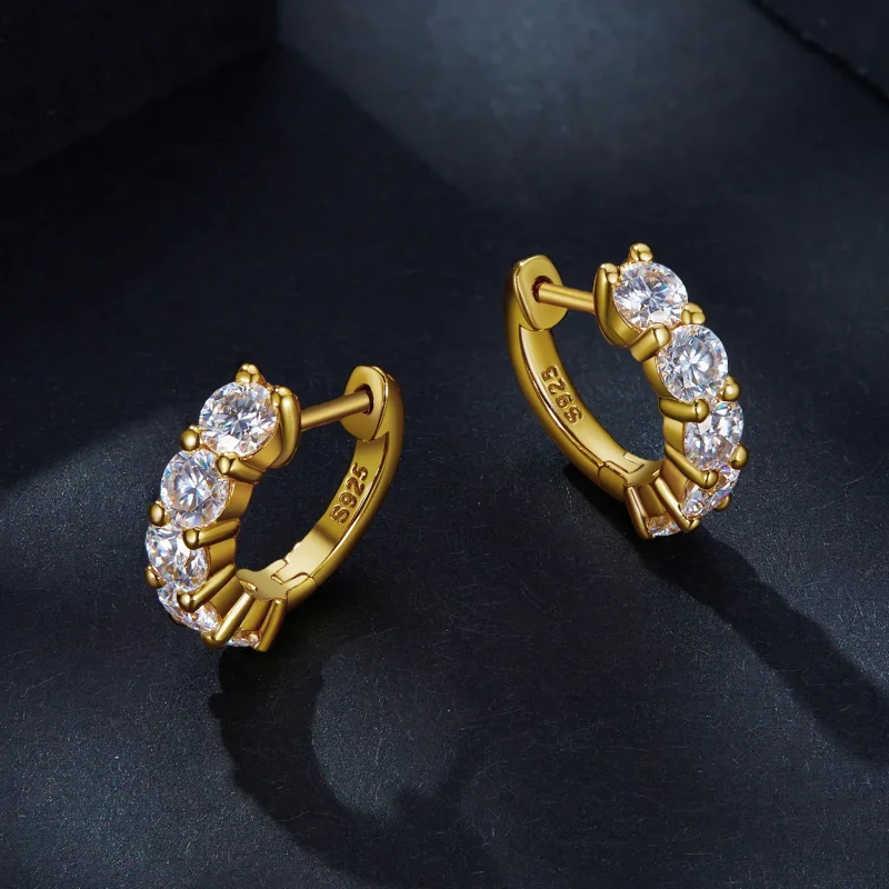 (image for) Pandora Style Shine Moissanite Hoop Earrings (includes one certificate) - MSE005 - View 3